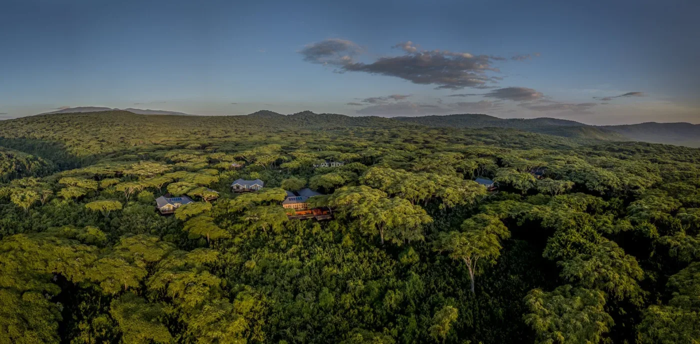 View of Ngorongoro Lion's Paw Camp in Eastern rim, Ngorongoro Conservation Area