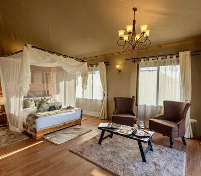 View of Serengeti Mara River Camp in Kogatende, Northern Serengeti