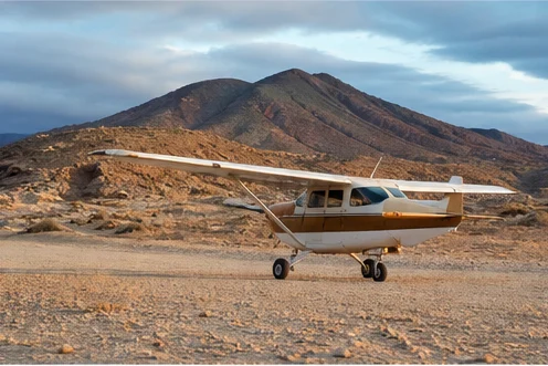 Light aircraft at an East African safari airstrip
