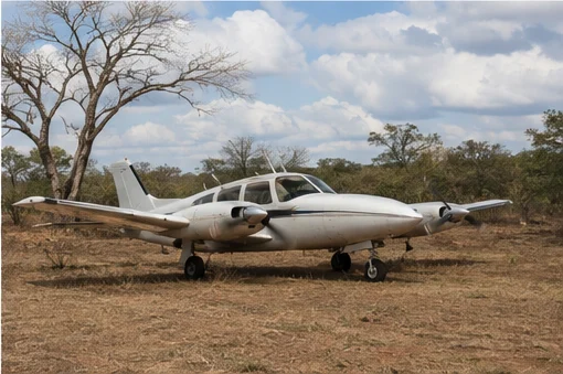 Light aircraft at a remote East African safari airstrip