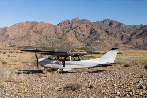 Light aircraft at an East African safari airstrip