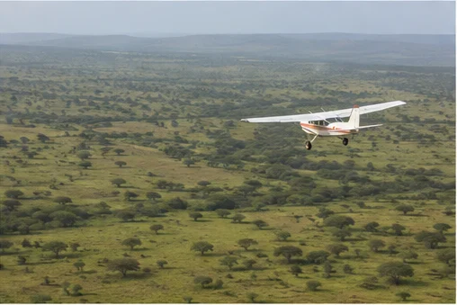 Light aircraft at an East African safari airstrip