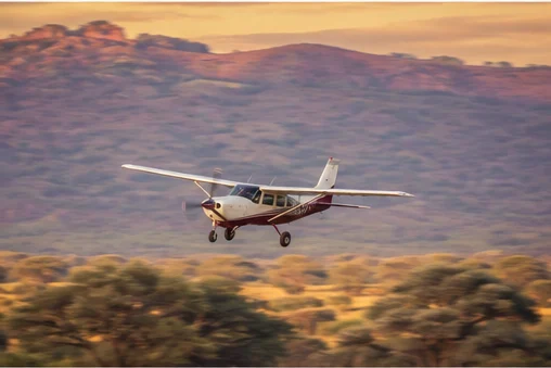 Light aircraft at an East African safari airstrip
