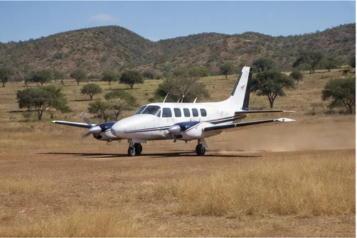Light aircraft at an East African safari airstrip