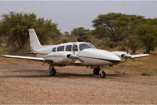 Light aircraft at a remote East African safari airstrip