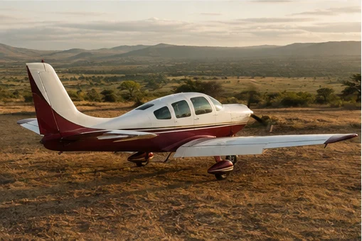 Light aircraft at an East African safari airstrip