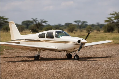 Light aircraft at an East African safari airstrip